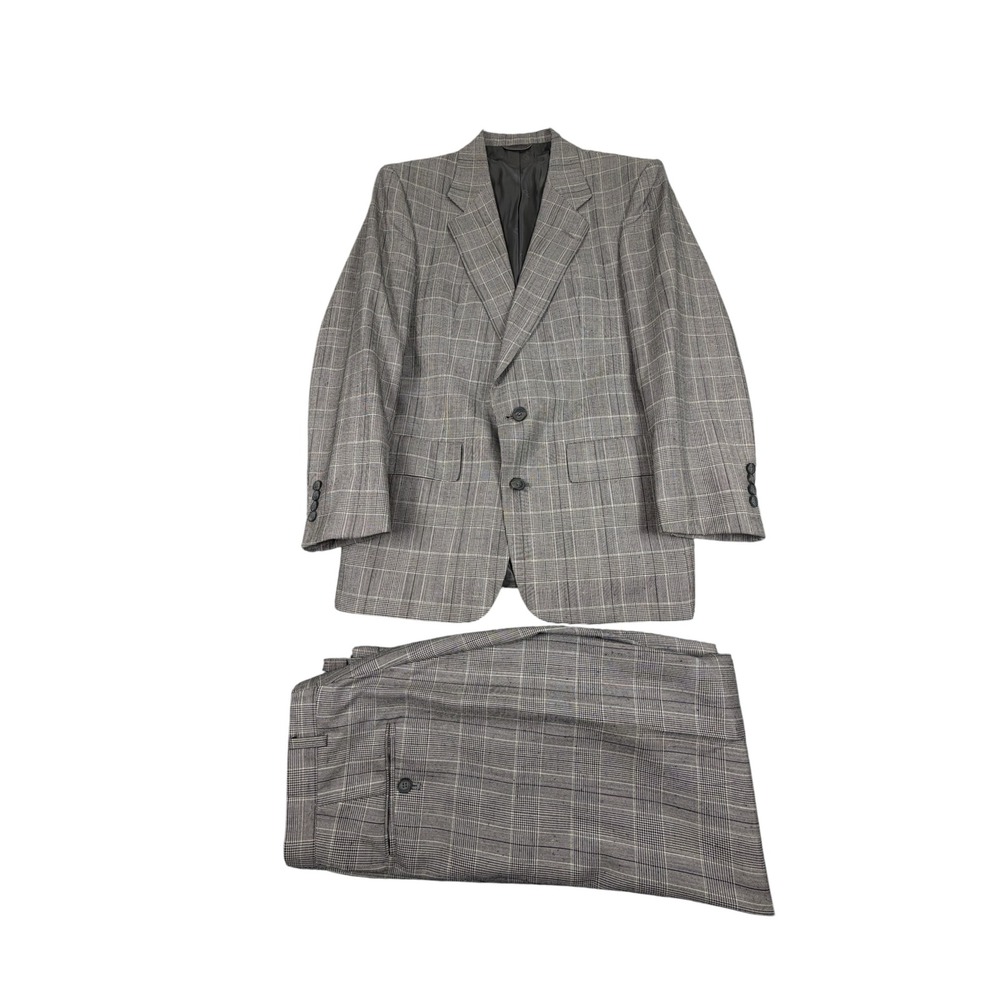 Christian Dior Monsieur Men Suit Two Piece Glen Plaid Flecked Wool 36R 30X29